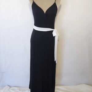 Lulus Women's Size XS Black Front Slits Deep V-Neck Strappy Maxi Dress Party